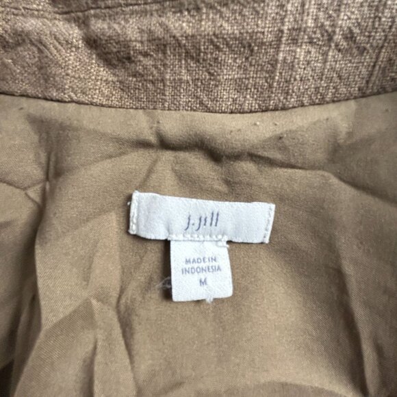 J. Jill Womens Brown Button-Front Linen Blazer Jacket Medium Pockets Career - Picture 3 of 9